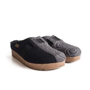 Haflinger Black and Gray Magic Wool Slippers
